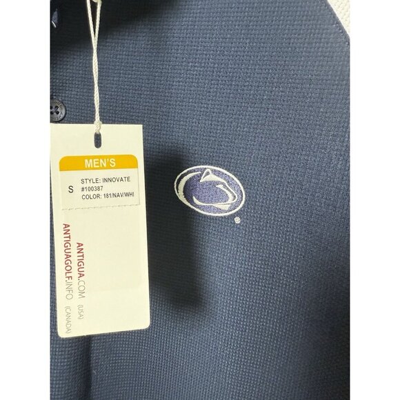 Antigua Penn State Nittany Lions Polo Golf Shirt Navy Blue Men’s Size Small NWT - Picture 2 of 9